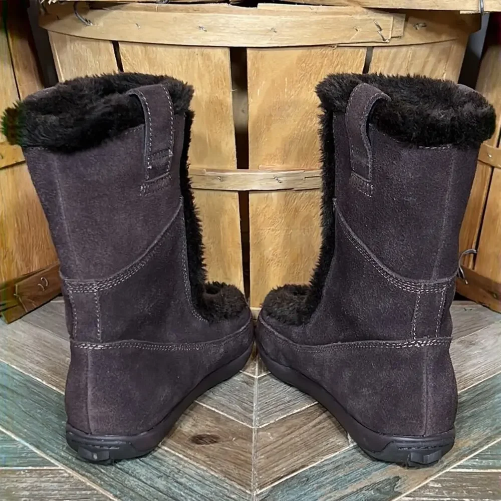Timberland Mukluk Brown Suede Waterproof Faux Fur Pull On Boots Womens Size 7